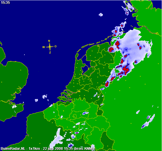 Radar, 22 june 2008 at 15:35 MEZT - note the purple colored area of the biggest spot... we are exactly underneath...!