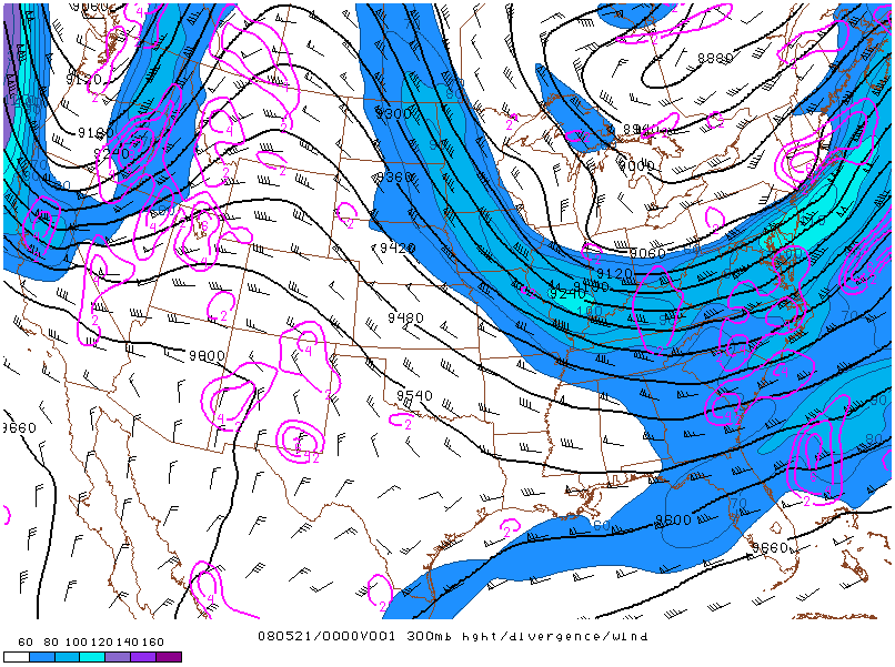 Location of the jet on 21 may 2008 at 00:00 UTC