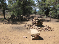 The highest point of our hiking trail, two relaxing chairs made of stone