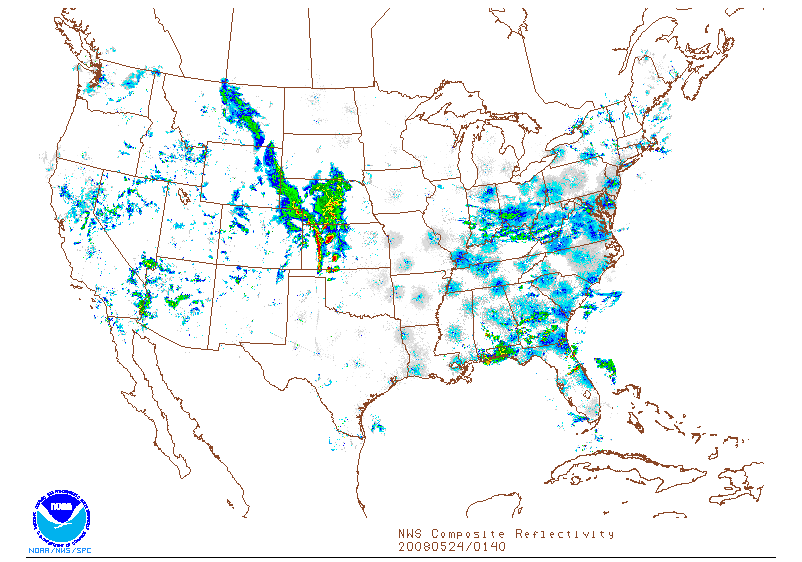 NWS Composite Reflectivity on 24 may 2008 at 01:40 UTC