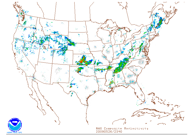NWS Composite Reflectivity on 26 may 2008 at 23:40 UTC