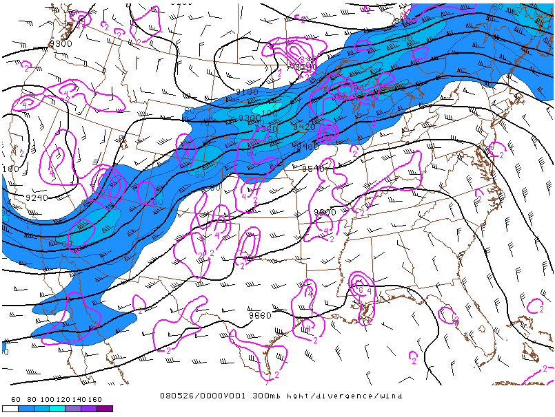 Location of the jet on 26 may 2008 at 00:00 UTC