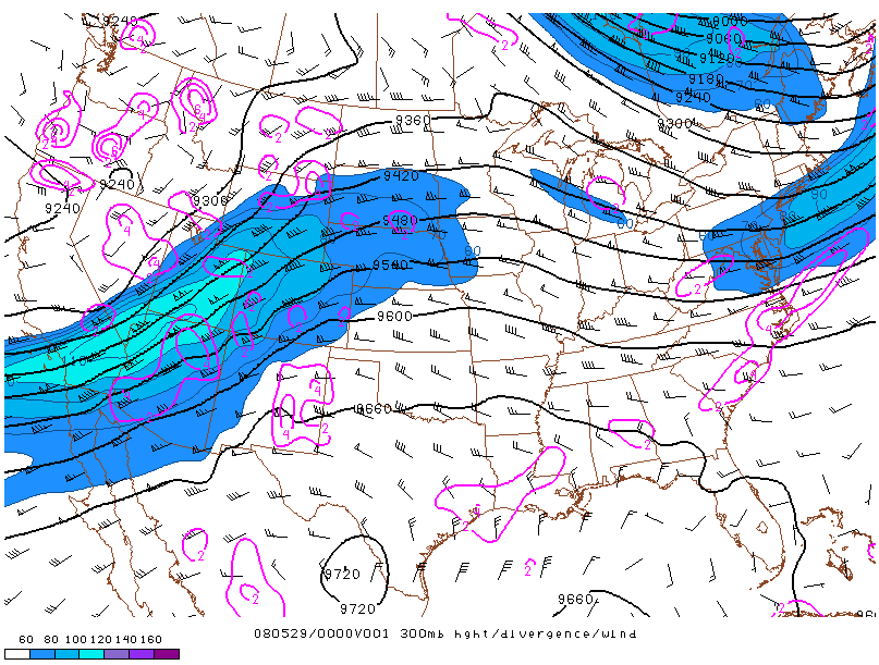 Location of the jet on 29 may 2008 at 00:00 UTC