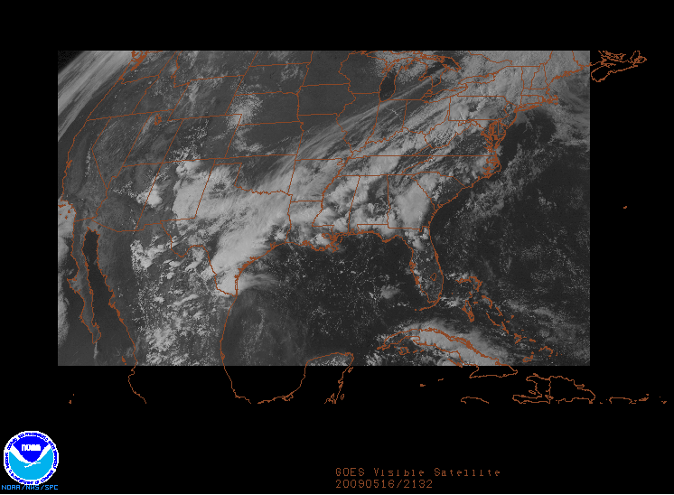 GOES Visible image on 16 may 2009 at 21:32 UTC