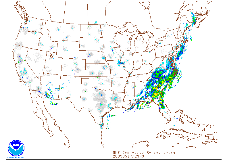 NWS Composite Reflectivity on 17 may 2009 at 23:40 UTC