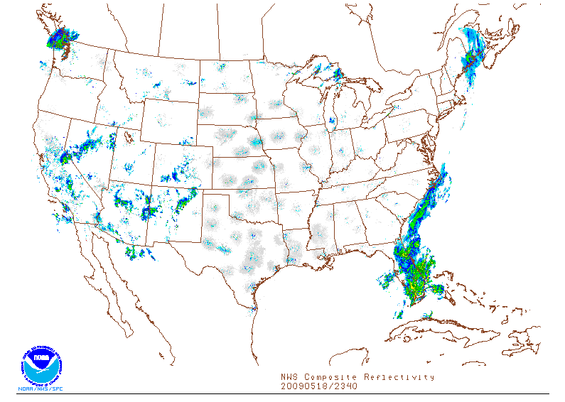 NWS Composite Reflectivity on 18 may 2009 at 23:40 UTC