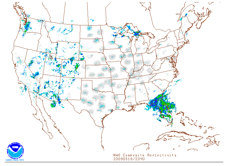 NWS Composite Reflectivity on 19 may 2009 at 23:40 UTC