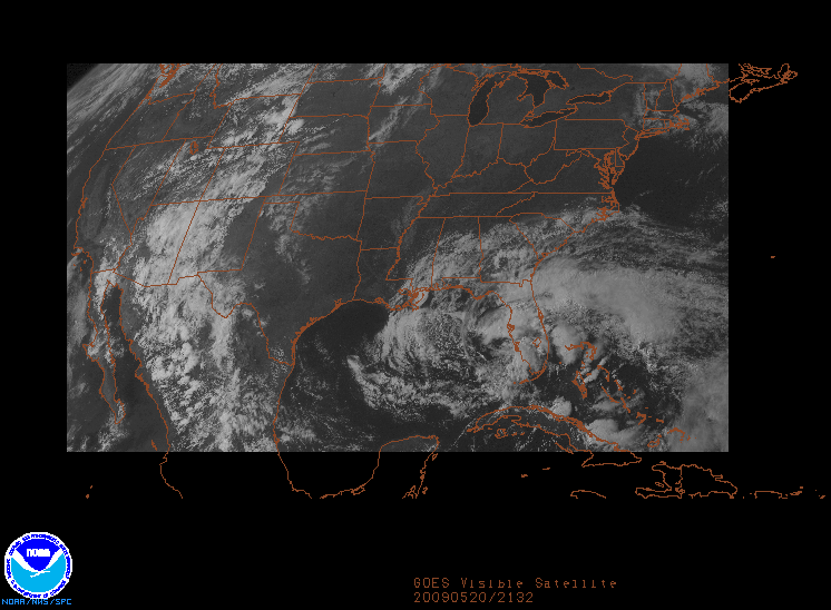 GOES Visible image on 20 may 2009 at 21:32 UTC