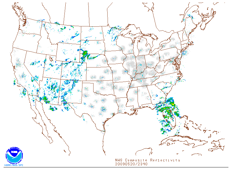NWS Composite Reflectivity on 20 may 2009 at 23:40 UTC