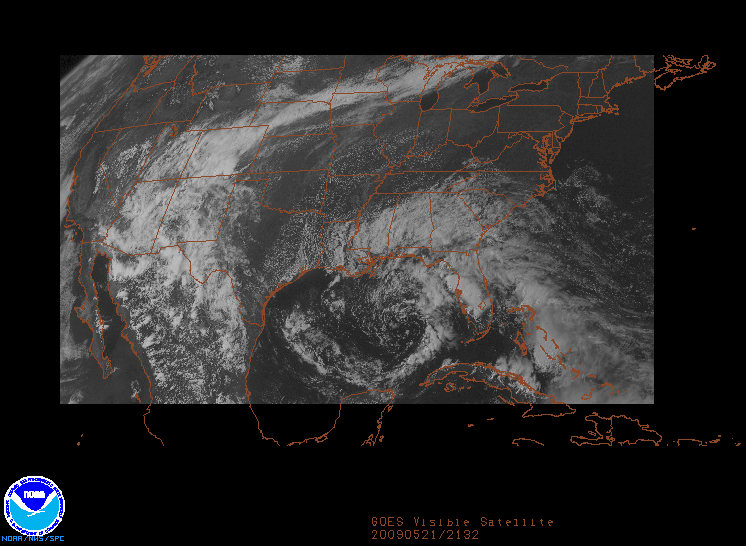 GOES Visible image on 21 may 2009 at 21:32 UTC
