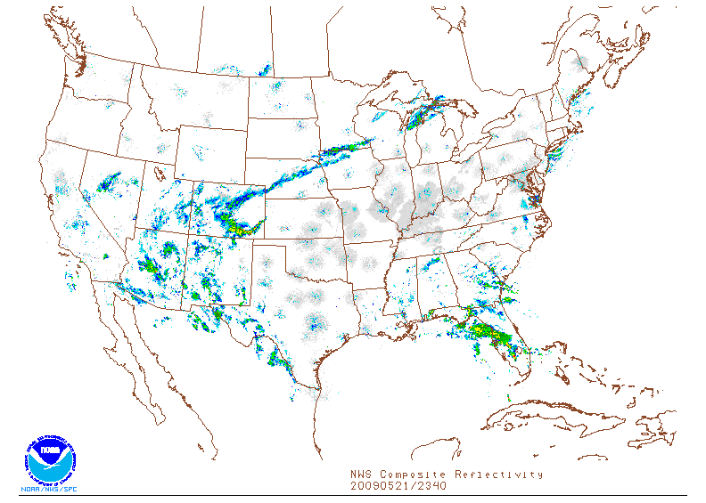 NWS Composite Reflectivity on 21 may 2009 at 23:40 UTC