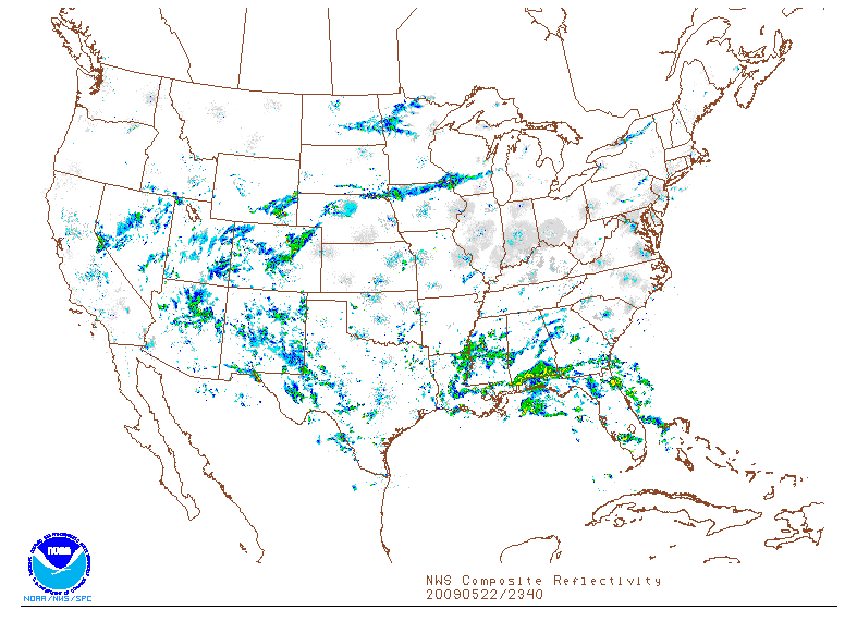 NWS Composite Reflectivity on 22 may 2009 at 23:40 UTC