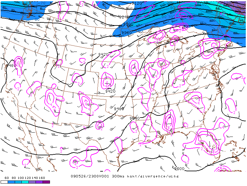 Location of the jet on 26 may 2009 at 23:00 UTC