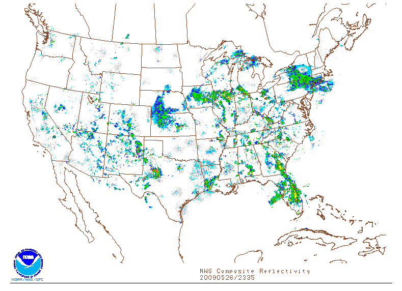 NWS Composite Reflectivity on 26 may 2009 at 23:40 UTC