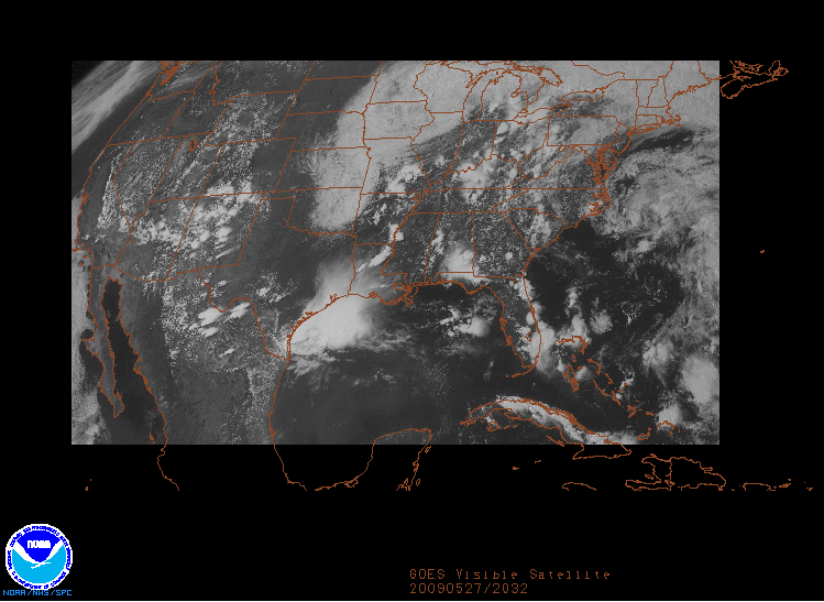 GOES Visible image on 27 may 2009 at 20:32 UTC