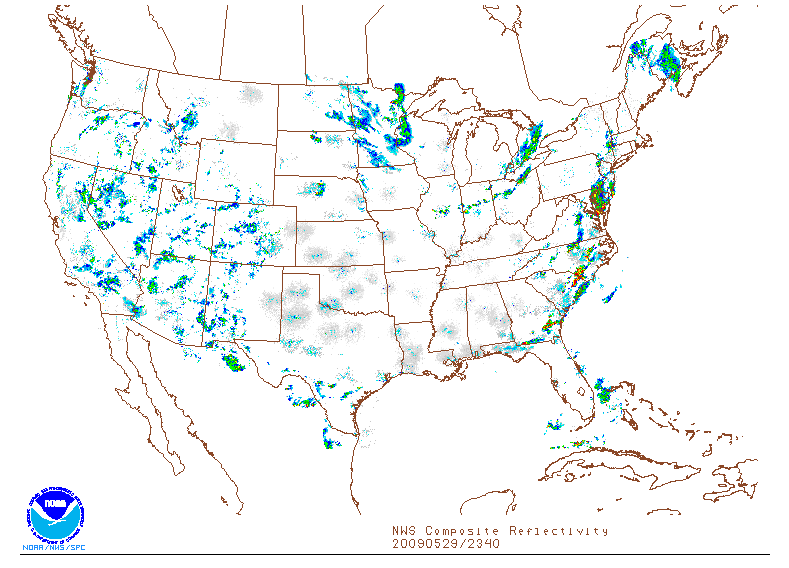 NWS Composite Reflectivity on 29 may 2009 at 23:40 UTC