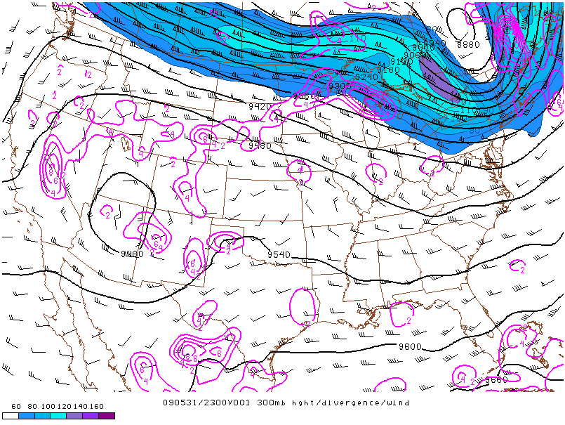 Location of the jet on 31 may 2009 at 23:00 UTC